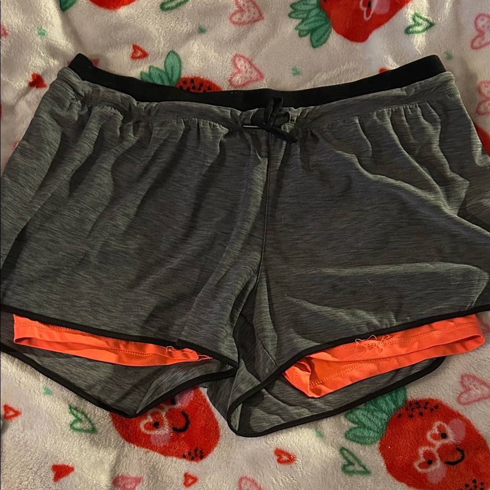 Stylish Women's Gray and Orange Athletic Shorts